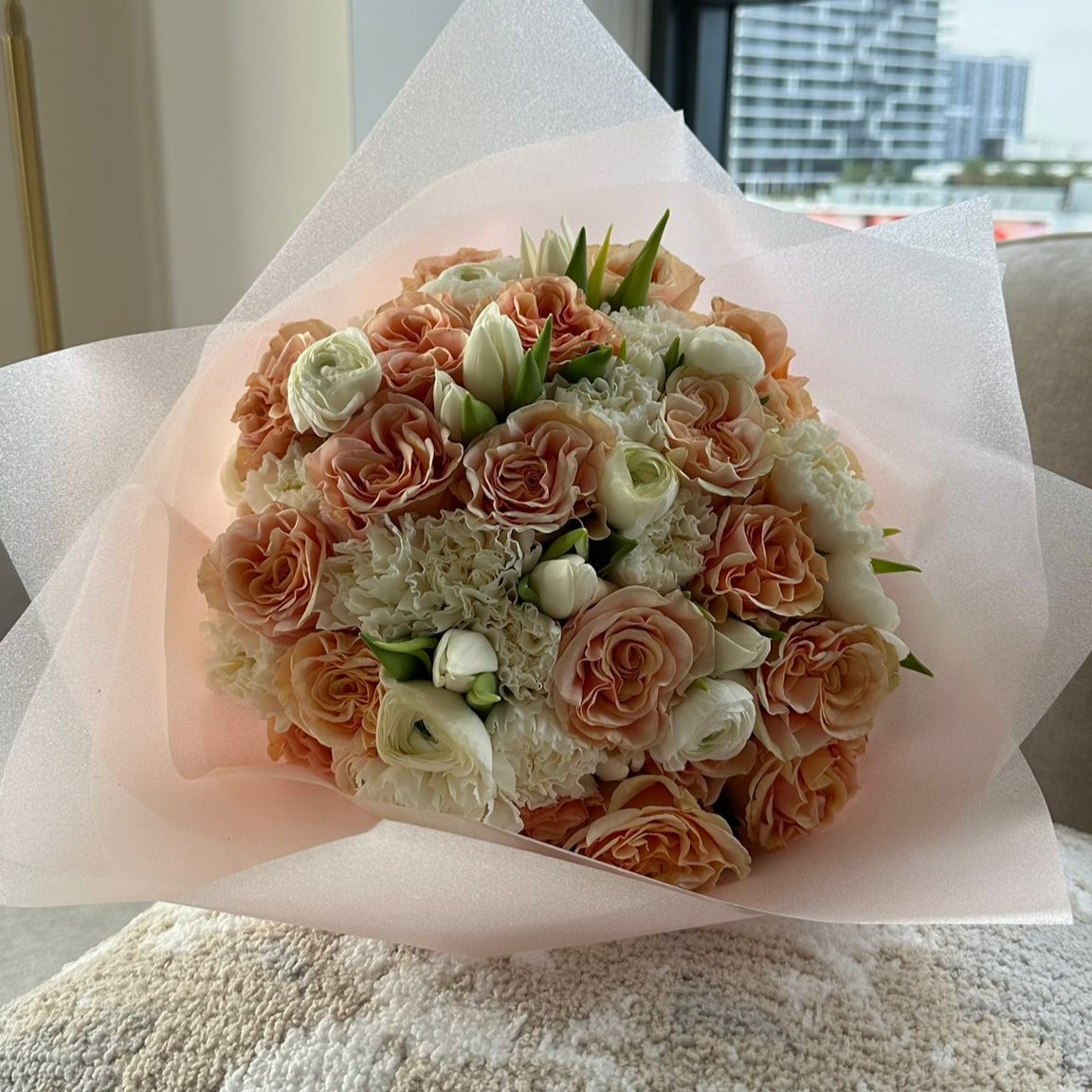 Peach and White Floral Bouquet
